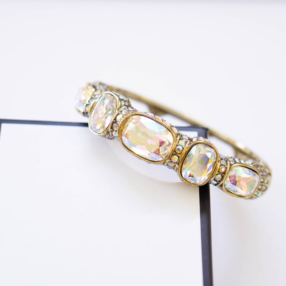 HEIDI DAUS Triple Play Captivating Cushion 5 stone Bangle